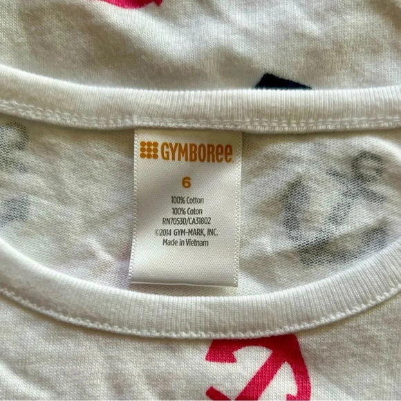 GYMBOREE EUC GIRLS WHITE TOP SHIRT TSHIRT NAUTICAL FALL CASUAL PINK BLUE SZ 6 - Picture 4 of 4